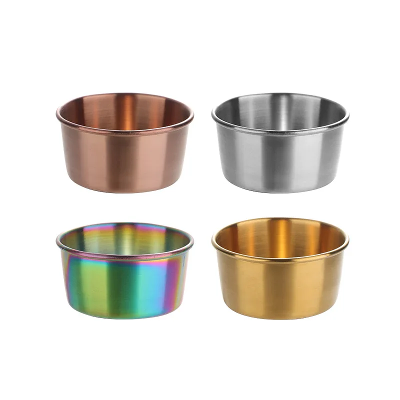 60/80ml 304 Stainless Steel Small Sauce Cup Kitchen Food Snack Seasoning Dish Salad Ketchup Dipping Saucer Container for Picnic