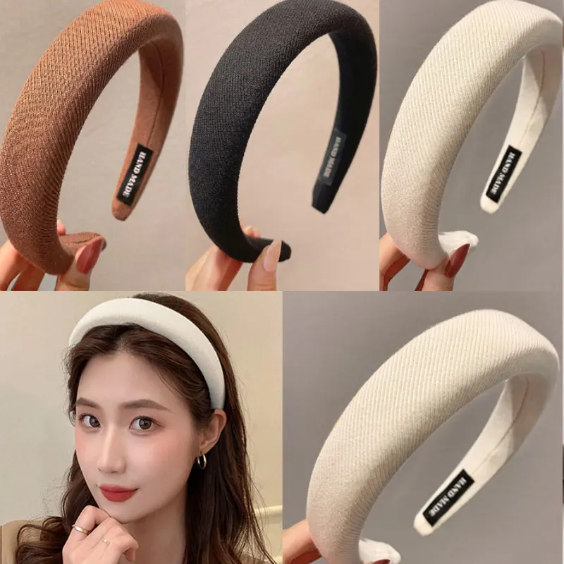 

Fashion Solid Color Wide Hair Bands Girls Vintage Elastic Thicken Headband Hair Hoop Wash Face Wide Edge Simple Hair Band