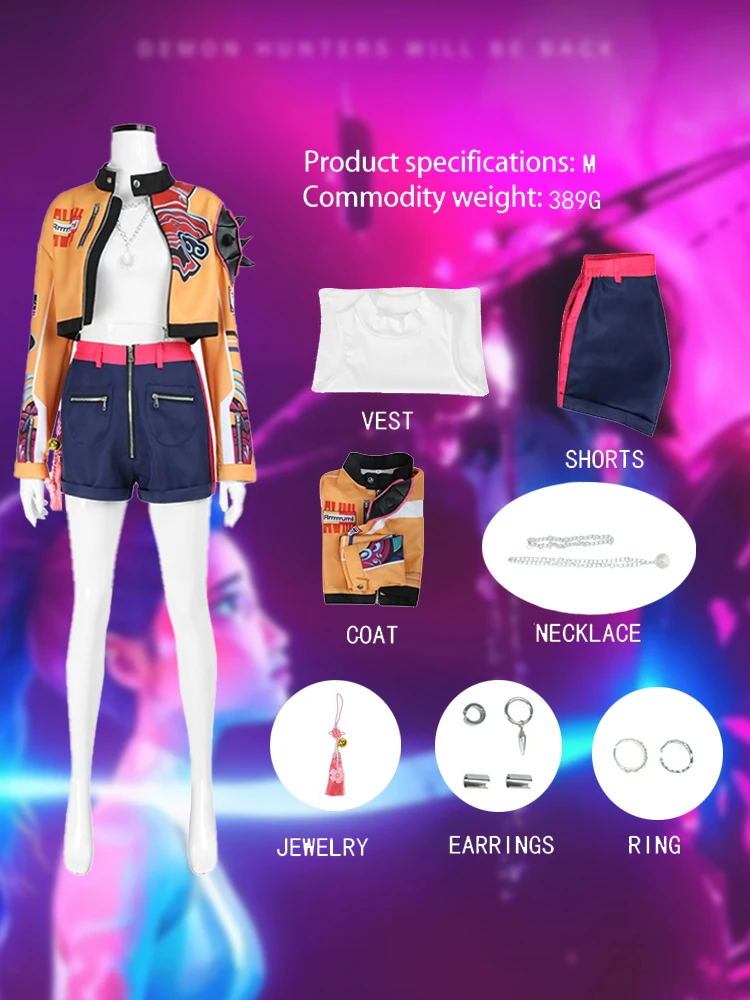 

Rumi Cosplay Halloween Costume K-Pop Demon Hunters Zoey Mira Character Major Role Play Suit 3D Prints for Stage Performance