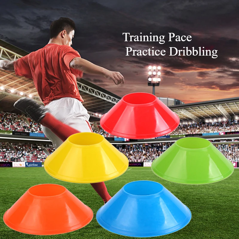 Disco marcador de boca redonda, marcador pequeño de varios colores, resistente a la presión, cono marcador de obstáculos para entrenamiento de fútbol, 5 uds.