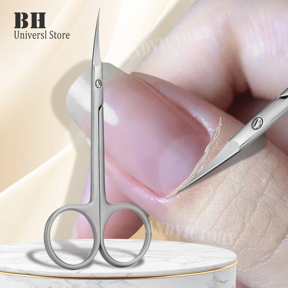 1Pcs Home Use Cuticle Scissors Stainless Steel Fine Curved Multi-Purpose Eyelashes Eyebrow Manicure Scissors Tools