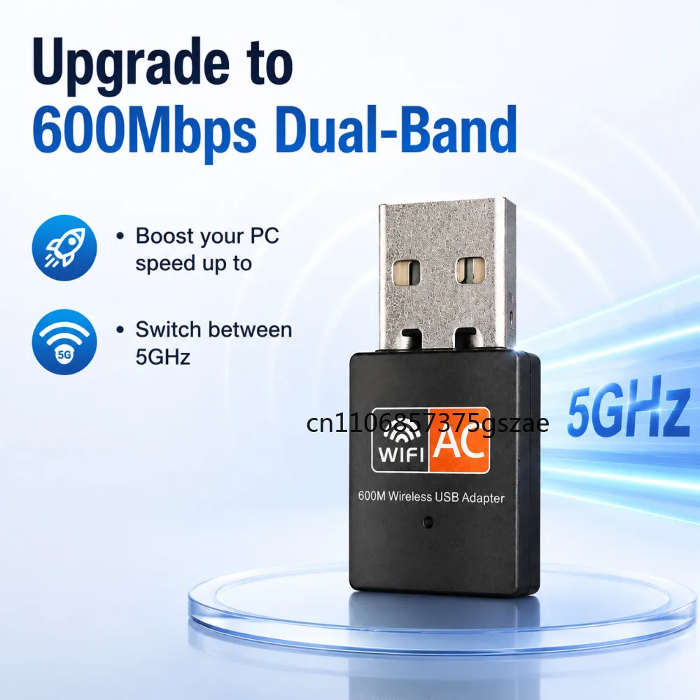 2.4GHz+5GHz 600mbps USB Wifi Dongle Wireless Network Card Dual Band Wireless USB Wi-Fi Adapter Wifi Receiver PC Network Card