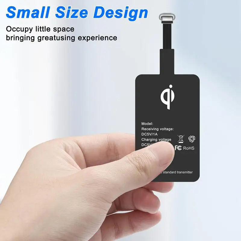 Wireless Charging Adapter Fast Speed Receiver Adapter Wireless Charger Slim Receiver Chip Safe Thin Type-C Charging Receiver