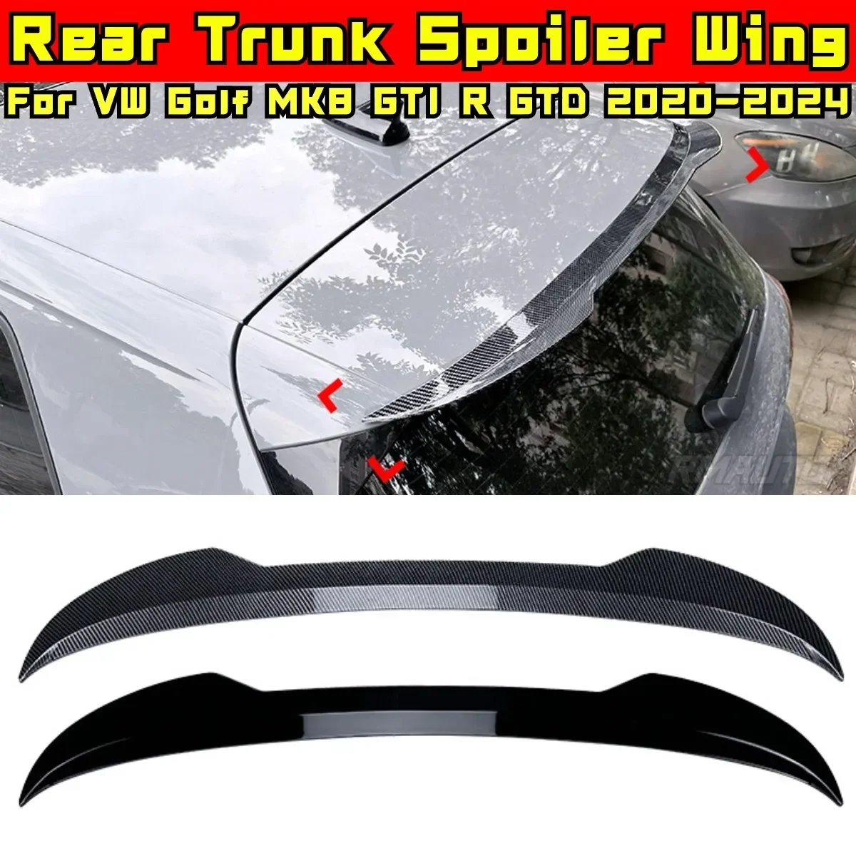 Golf MK8 GTI R GTD Rear Roof Wing Carbon Fiber Look Sport Style Roof Wing For VW Golf MK8 GTI R GTD 2020-2024 Car Accessories