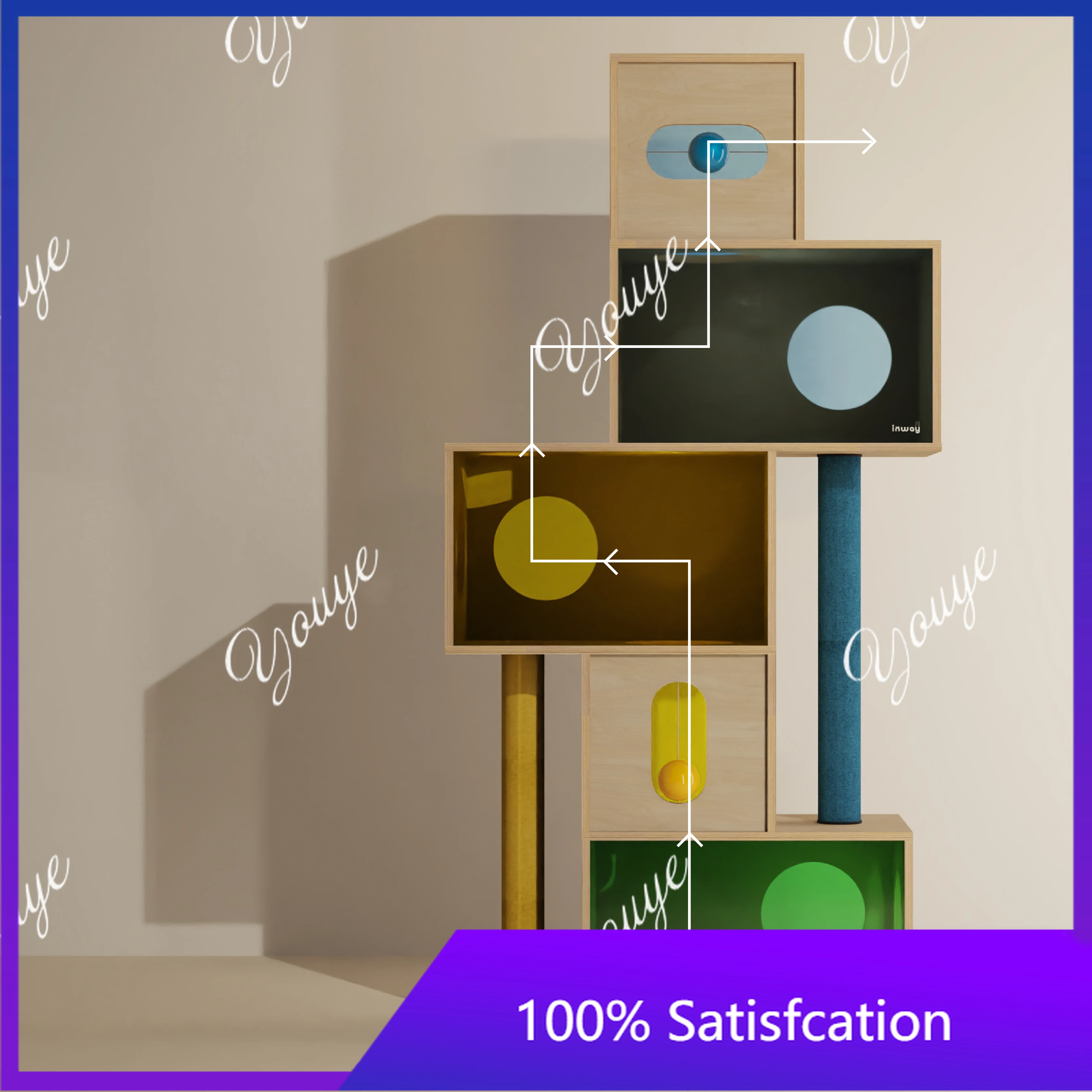 Bauhaus cat climbing frame solid wood large climbing frame nest integrated luxury multi-cat climbing frame bird watching table