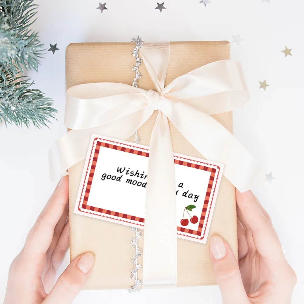 20 Pcs Gingham Cherry Blank Cards 2-2.1x3.5 Inch White Portable - Wedding Birthday Gift Tag Message Card Teacher Gift