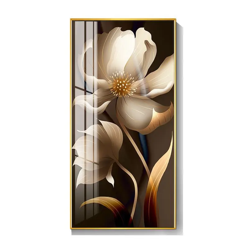 

Entrance Decoration Painting High End Flower With Led Lights Modern Minimalist Corridor Corridor Crystal Porcelain Mural Lamps