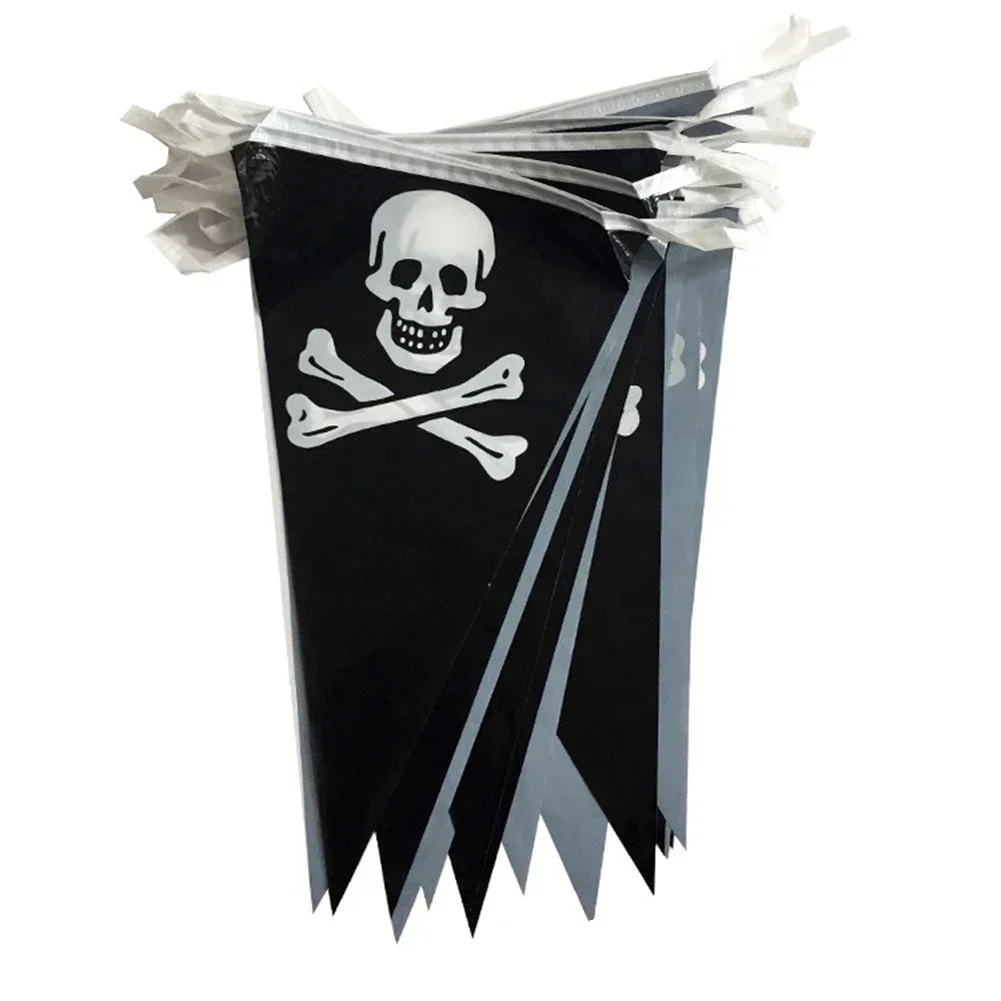 5 M Halloween Pirate  Banners Party Decor Skull  Pennant Triangle Flags  Birthday For  Home Decoration Ornaments