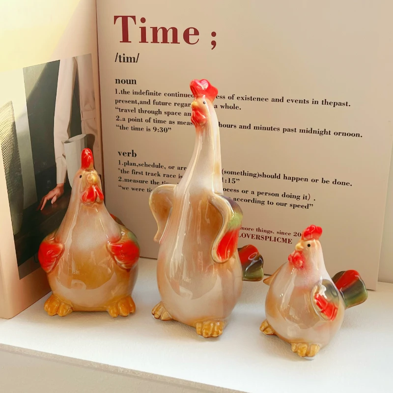 Creative Idyllic Home Jingdezhen Ceramic Cute Chicken Mascot Town TV Cabinet Hallway Desktop Decoration Gift