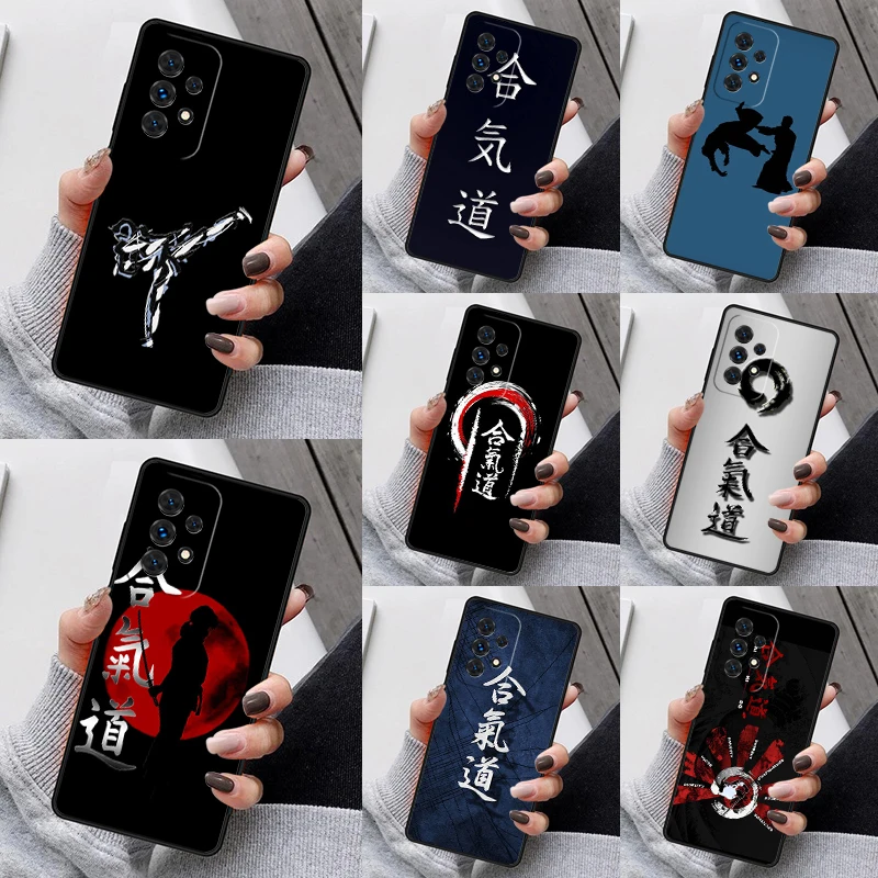 Aikido Japanese Martial Phone Case For Samsung Galaxy S23 S21 S20 FE S24 S22 Ultra Note20 S10 S9 S8 Plus A40 A52 A12 A13 A53