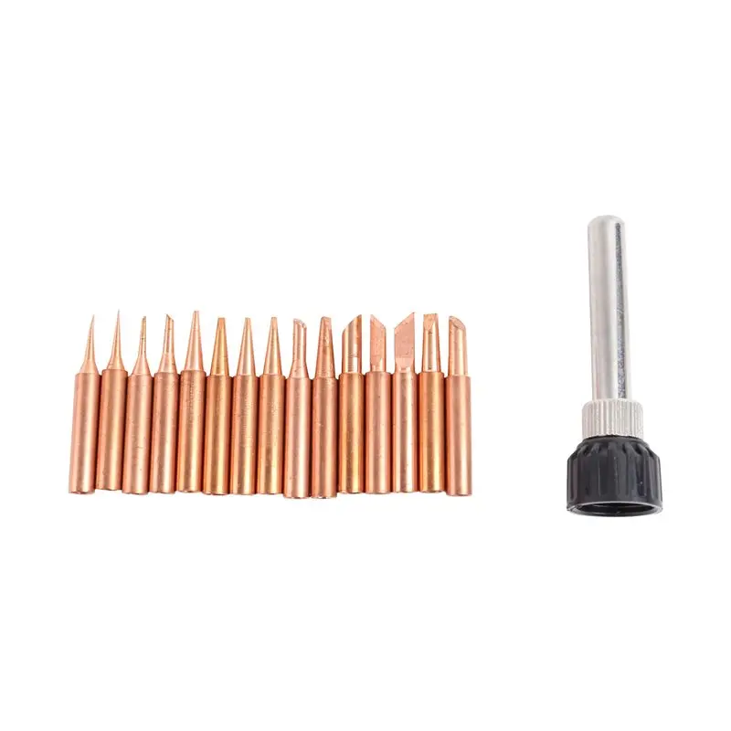 AC88-15Pcs/Lot Pure Copper Lead Free Soldering Iron Tips 900M-T Welding Heads For 936 Soldering Station Tool Kits