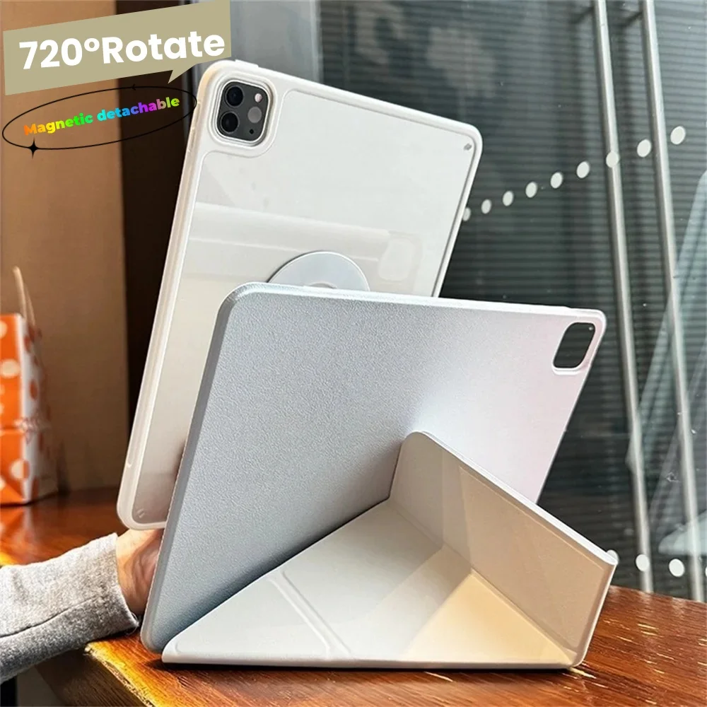 Magnetic Detachable Rotating Stand Protective Case or iPad Pro 13 11 12.9 Air 13 M4 M3 2025 Mini 8 Supports 360-Degree Rotation