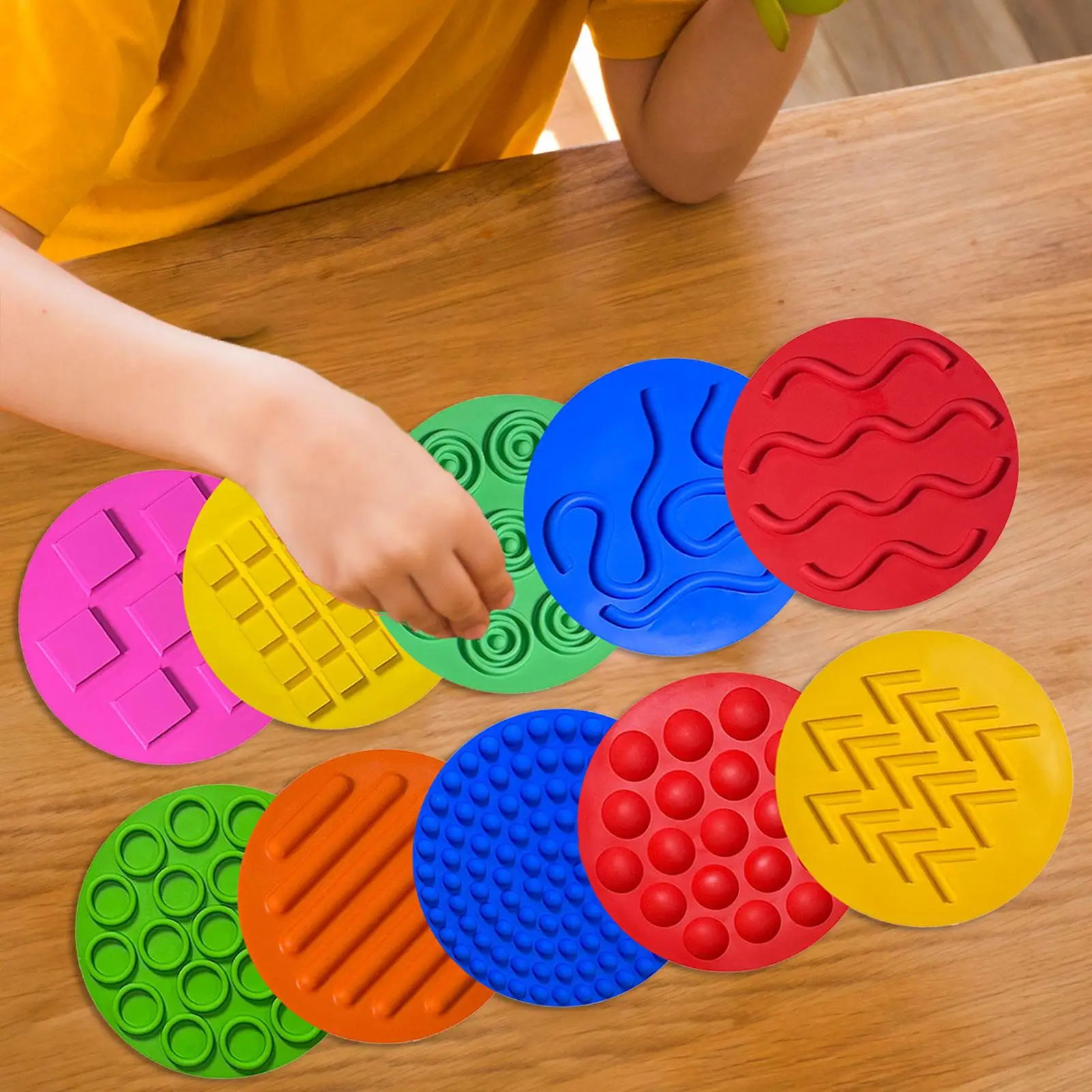 10Pcs Sensory Circles Silicone Sensory Mats for Active Play Training Daycare