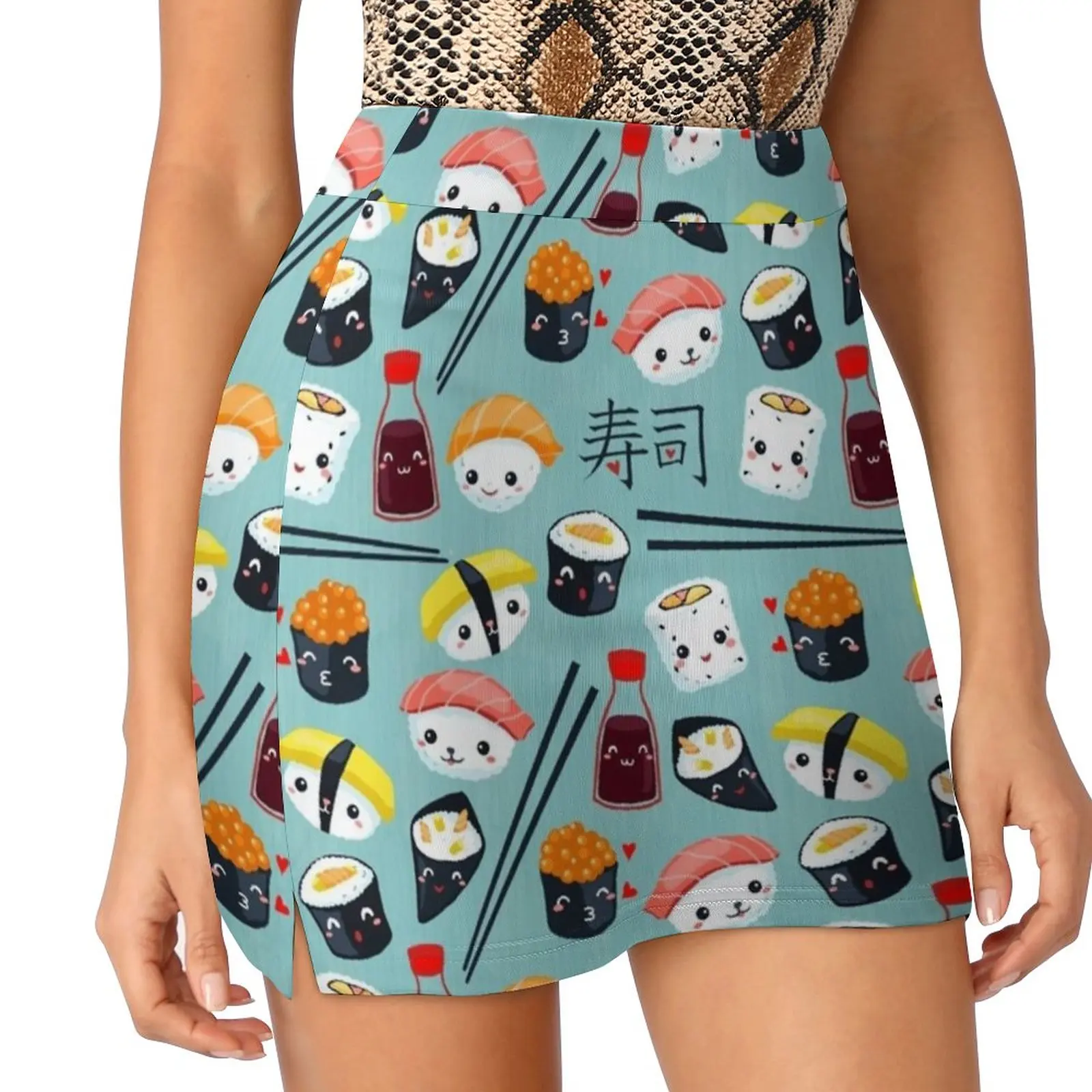 Kawaii Sushi In Blue Skirts Woman Fashion 2022 Pant Skirt Mini Skirts Office Short Skirt Kawaii Sushi Japan Iapanese Nippon