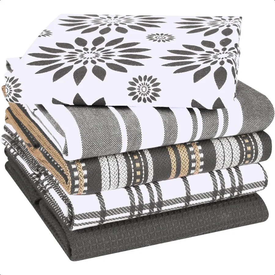 

Assorted Kitchen Towels Large 16x26 inches 100 Cotton Set of 5 Soft Absorbent Tea Towel for Kitchen Quick Drying Dish Towels Di