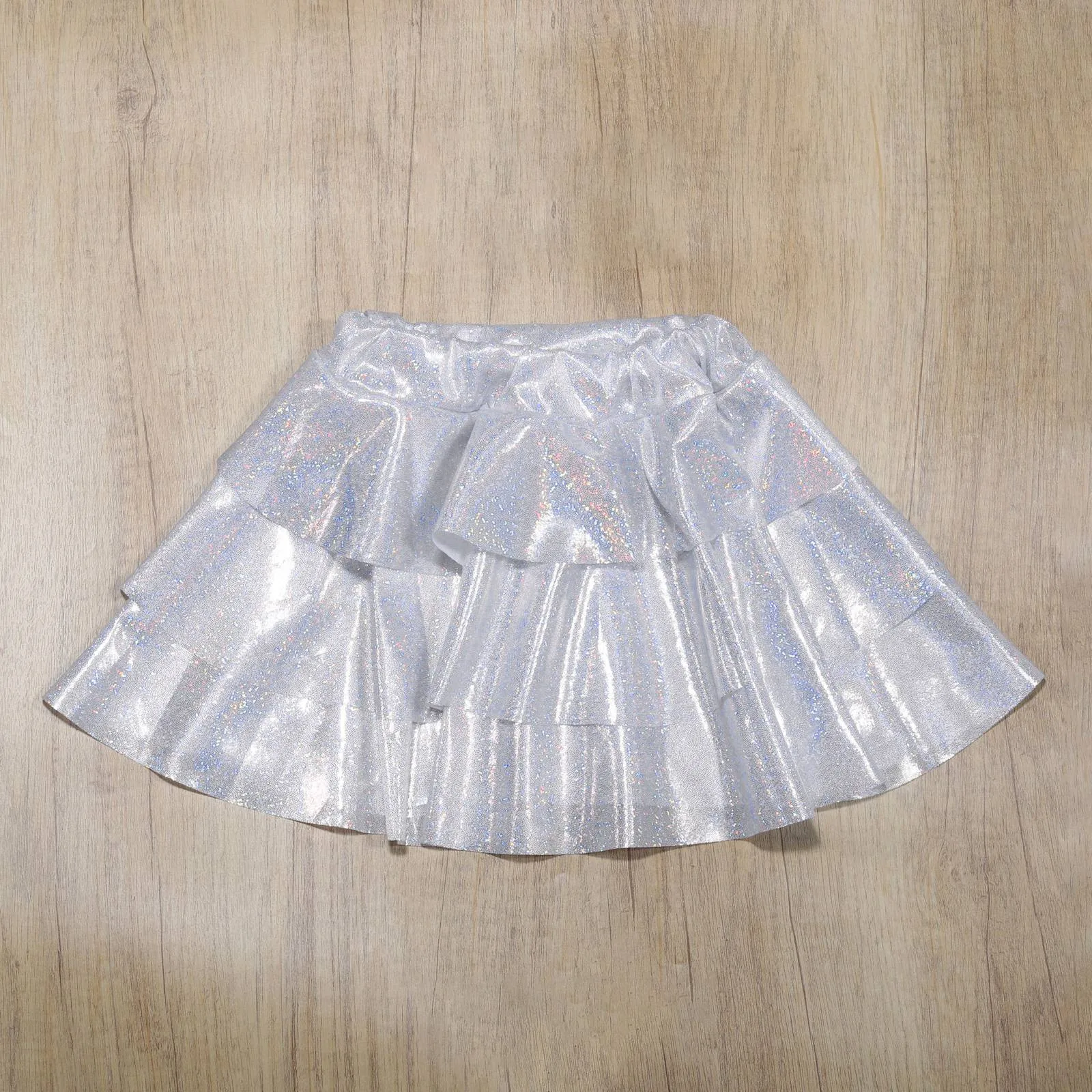 

Kids Girls Shiny Sequin Dance Pleated Skirts Hiphop Jazz Dancing Costume Elastic Waistband Miniskirt Stage Performance Dancewear