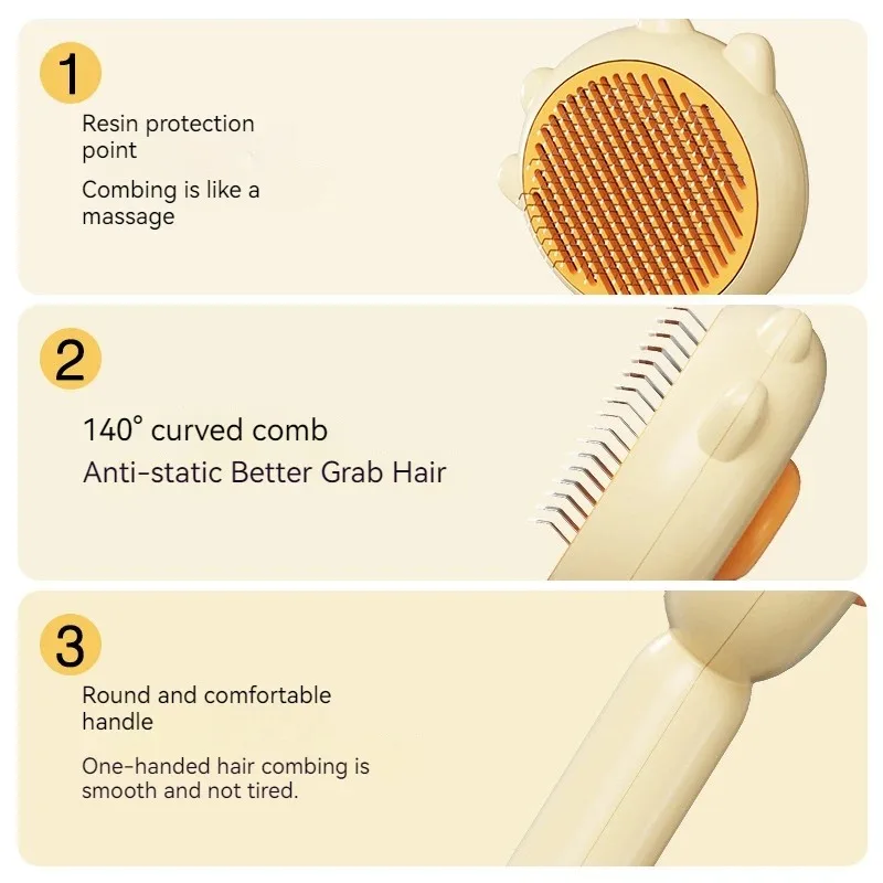 Pet Grooming Needle Brush Massage-Self Comb Hair Remover For Grooming Removes Loose Hair For Cats Dogs Grooming Accessories