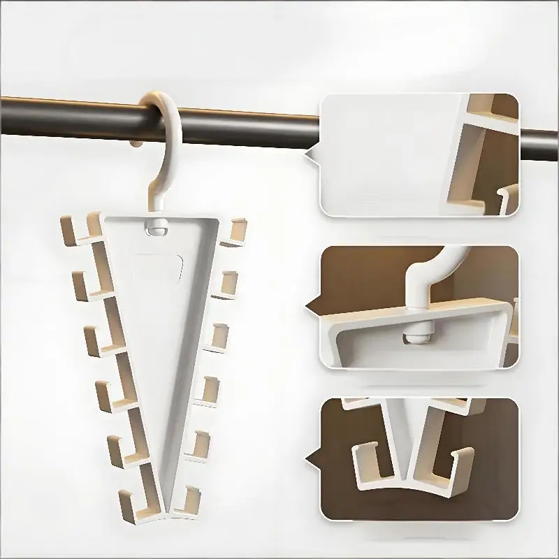 2Pcs Double Sided 12 Hooks Storage Rack V Shaped Baseball Cap Holder Belt Hat view 2