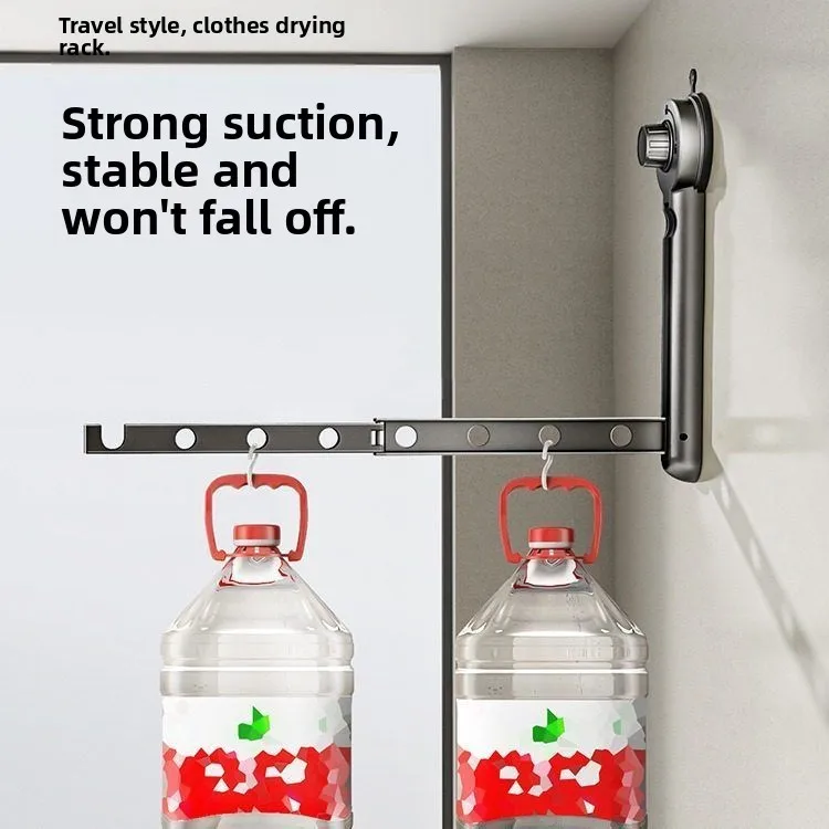 

Invisible Space Saving Clothes Hanger for Balcony Travel Indoor Use Strong Suction Foldable No Drilling Required