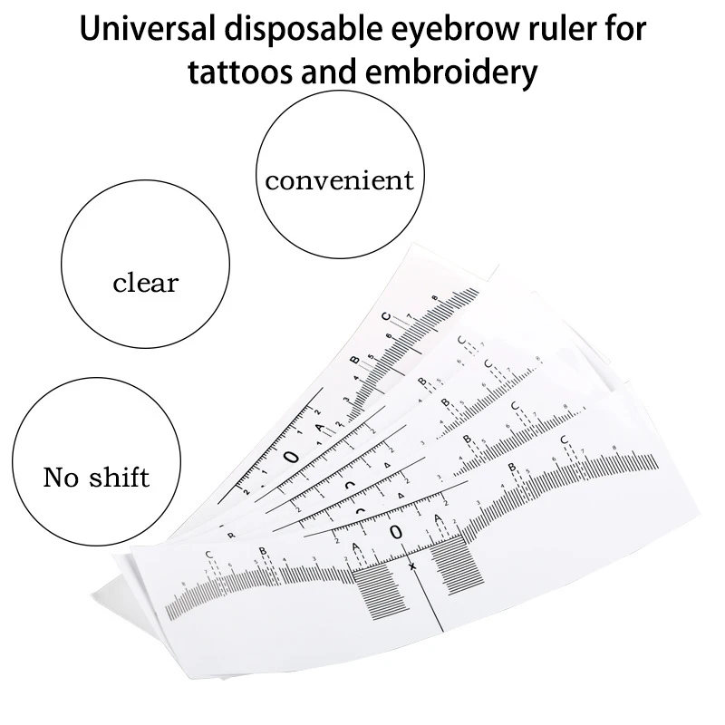 20 buah/pak penggaris alis permanen alat pembentuk mikroblading akurat sekali pakai stiker pengukur tato alis