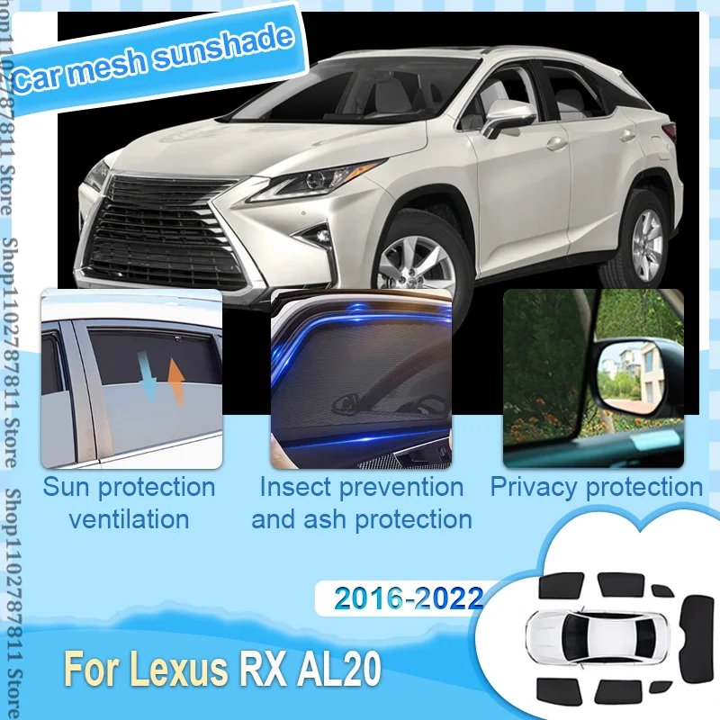 

Car Mesh Shades For Lexus RX AL20 2016-2022 MK4 300h 350h 450h Window Sunshade Sunscreen Privacy Curtains Visor Auto Accessorie