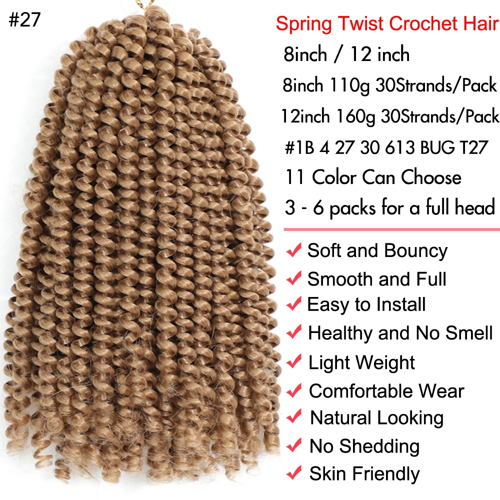 #27 30 1B Spring Twist Crochet Hair Braids for Faux Butterfly Locks Hair Passion Twist Crochet Braids Hair Meche Cheveux a Tress
