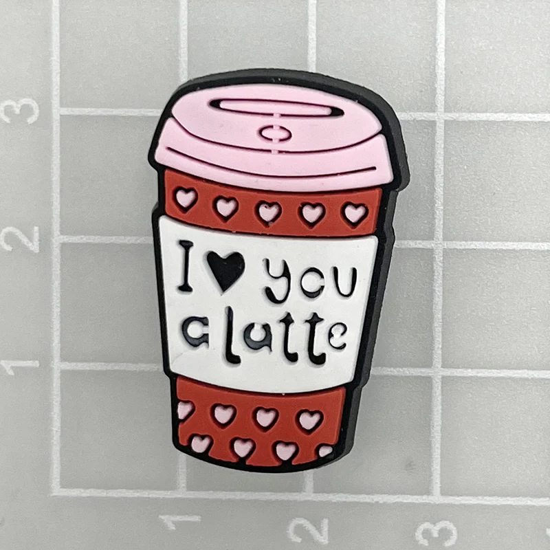 Colorido Coffee Cup PVC Sapato Encantos, Sandálias Acessórios para Pulseiras, Sapato Buckle Decorações, Kid Gift, Clips Badge, 1Pc