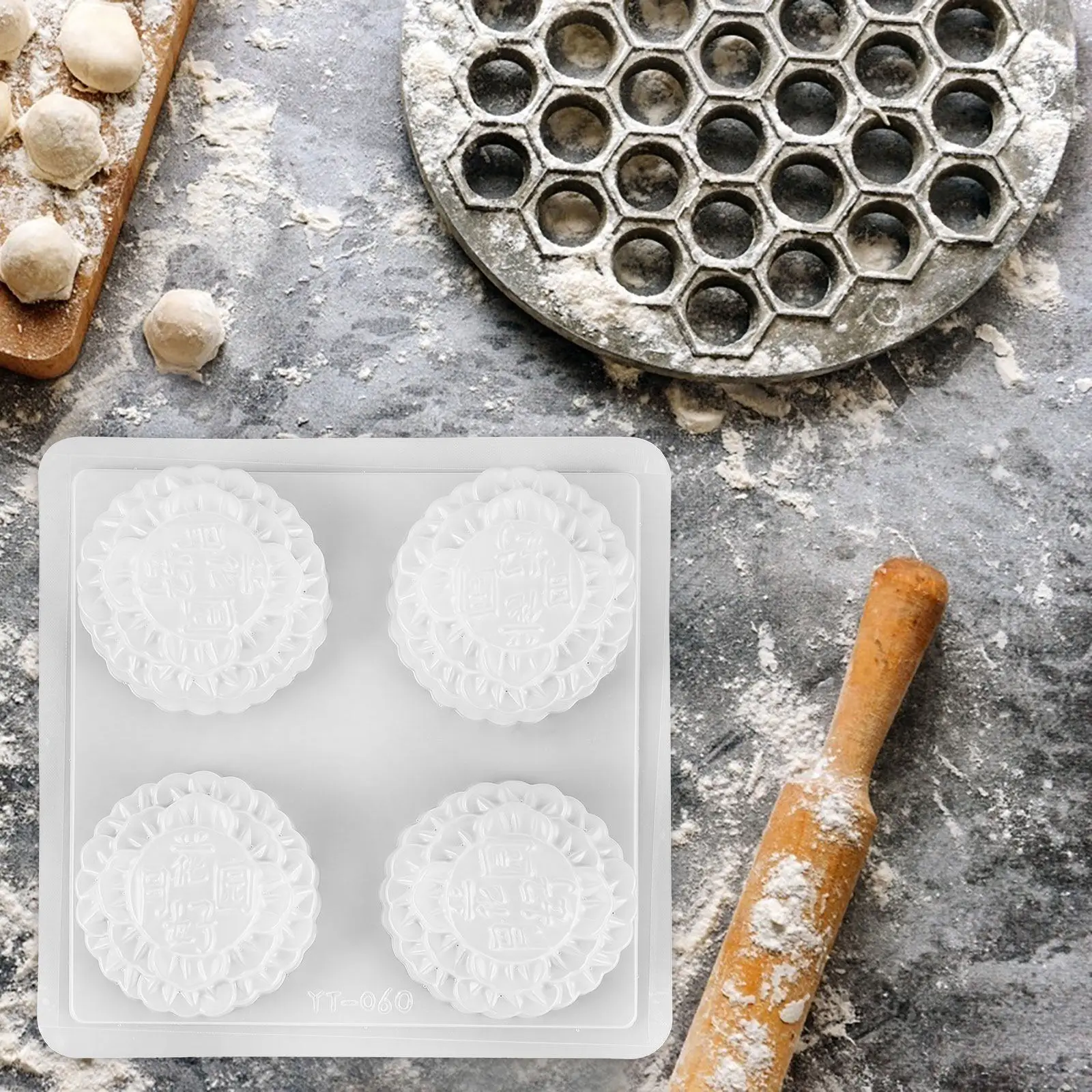 Chinese Traditional Mooncake Mold Multi-Function Baking Tool for Cookies Cakes Muffins Candy Chocolate Concave Convex Design