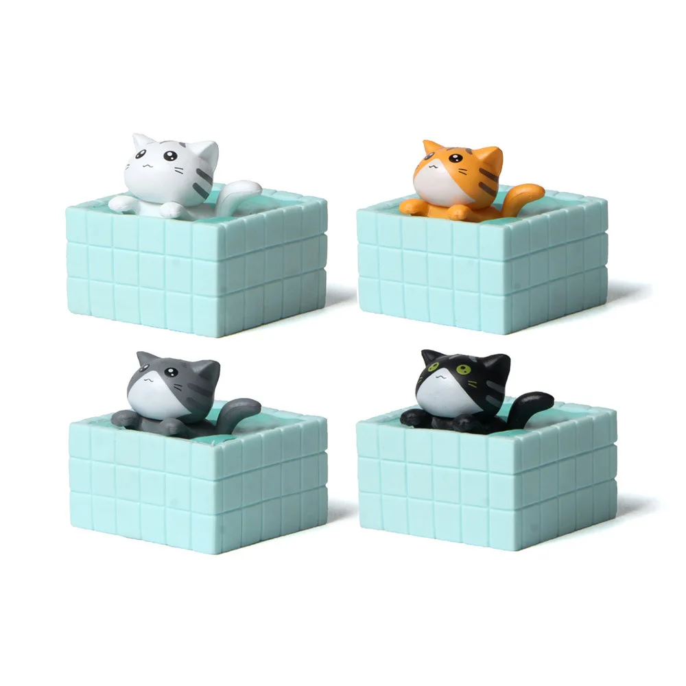 Bath Series Models Tub Cat Pets Toy Figures Model Microlandschaft Gardening Landscape Kitten Doll Pussy Figures Table Ornaments