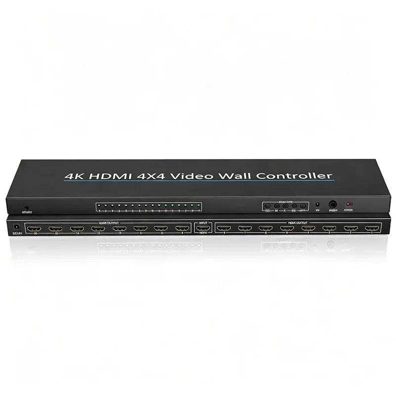 4K HDMI Video Wall Controller, 4x4 16-Channel TV Multi-Screen Processor, Video Splicer, Image Mirroring, Dual Audio Output