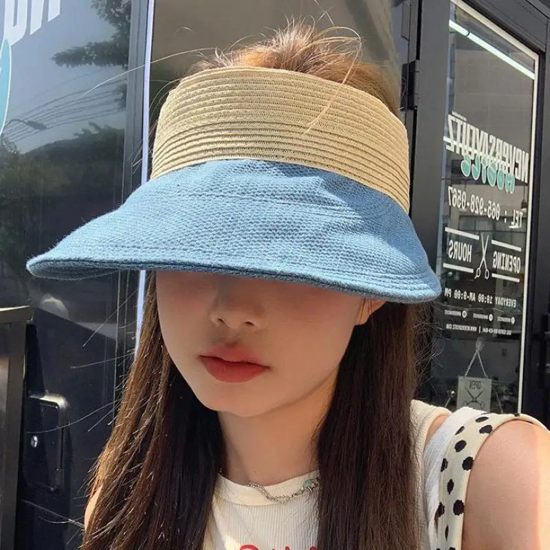 Cowboy Hat Women Summer Empty Top Wide Brimmed Denim Cloth Sunshade Sport Cap Sun Hat Outdoor Casual Street