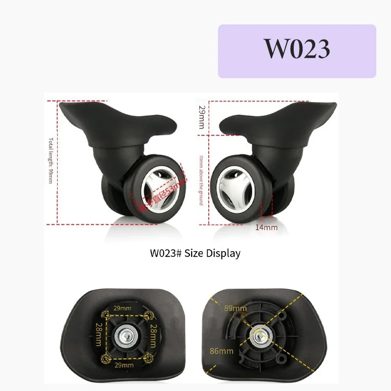 For W023 Ultra-Durable Suitcase Wheels 360-Degree Rotation Silent Noise Reduction Easy Installation Compatible with Travel Cases