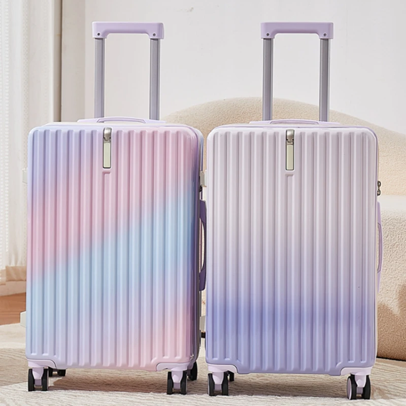 Gradient Rolling Luggage Fashion Travel Suitcase Large Capacity Trunk Front Hook Suitcases Unisex Silent Universal Whee Luggage