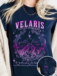 Velaris City Of Starlight Acotar Tshirt 2 Side Patten Cotton Tee Large Size allentato Oversize Retro Shirt Fantasy Apparel Y2K Top