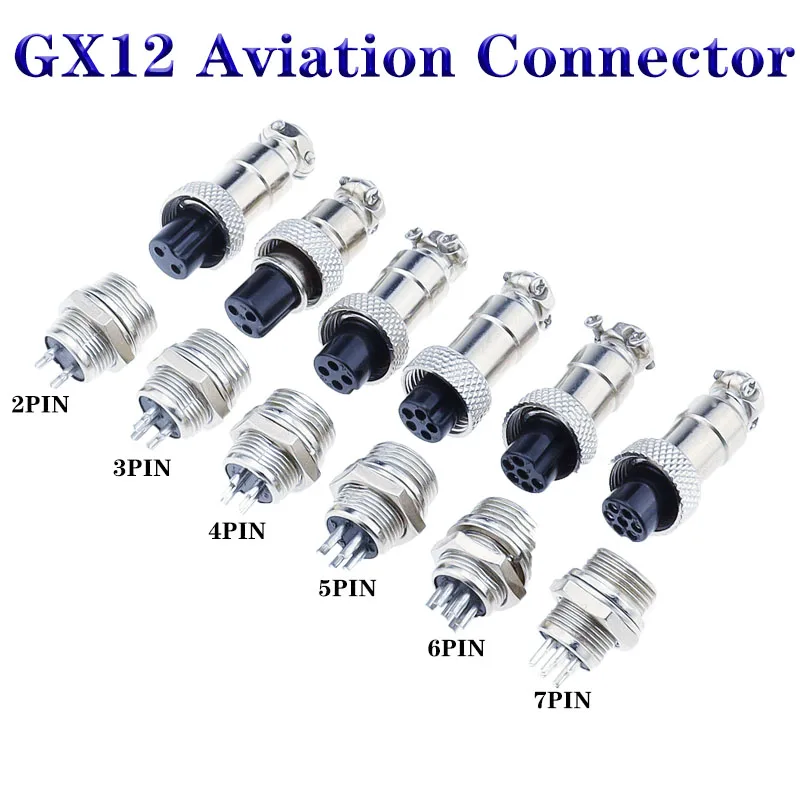 GX12 Aviation Connector 2/3/4/5/6/7 Pin Fixed Terminal Block Mobile Docking Type Electric Wire Cable Connector Female & Mal
