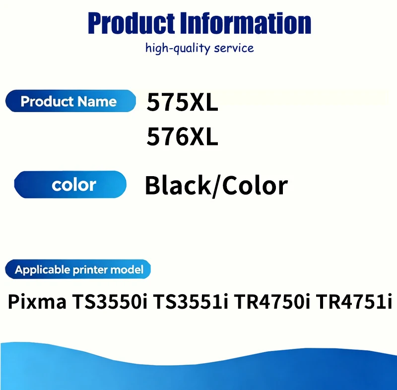 PG575 CL576 PG575XL CL576XL 575 576 XL PG-575 CL-576 Ink Cartridge Compatible for Canon Pixma TR4750i TR4751i TS3550i TS3551i