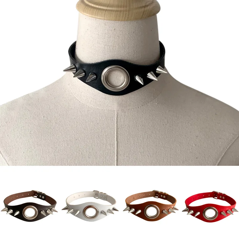 European and American personality punk wind tip rivet collar hollow ring necklace collarbone chain gothic sexy neck