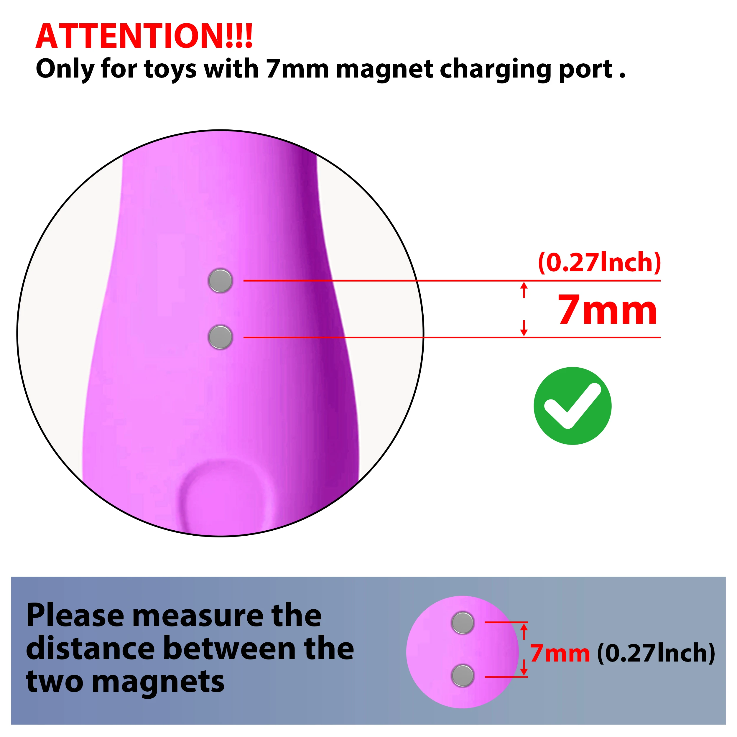 2-Pin-Magnetladekabel mit 5mm, 6mm, 7mm Abstand zwischen den Pins, USB-Ladegerät mit Magnetanschluss für Schönheitsgeräte und Zahnbürsten – Detail 5