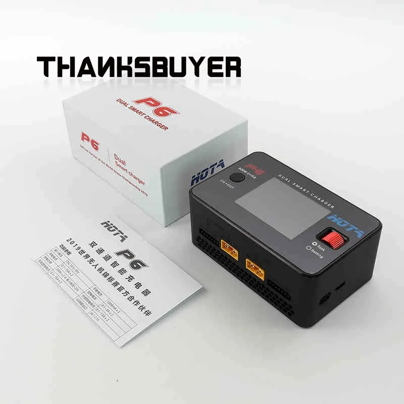 

HOTA P6 600W 2x15A Dual-Channel Battery Charger Smart Charger Lithium Battery Balance Charger