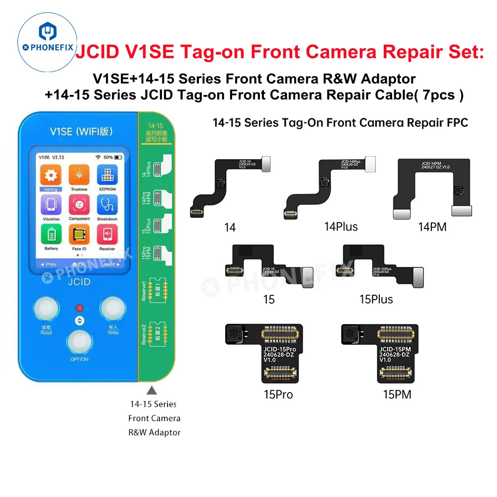 Imagem -02 - Jcid V1s Pro Frente Tag-on Câmera Repair Flex Substituição do Cabo para Iphone 1415pm Resolvido Câmera Frontal Congelar Fora de Foco Valores