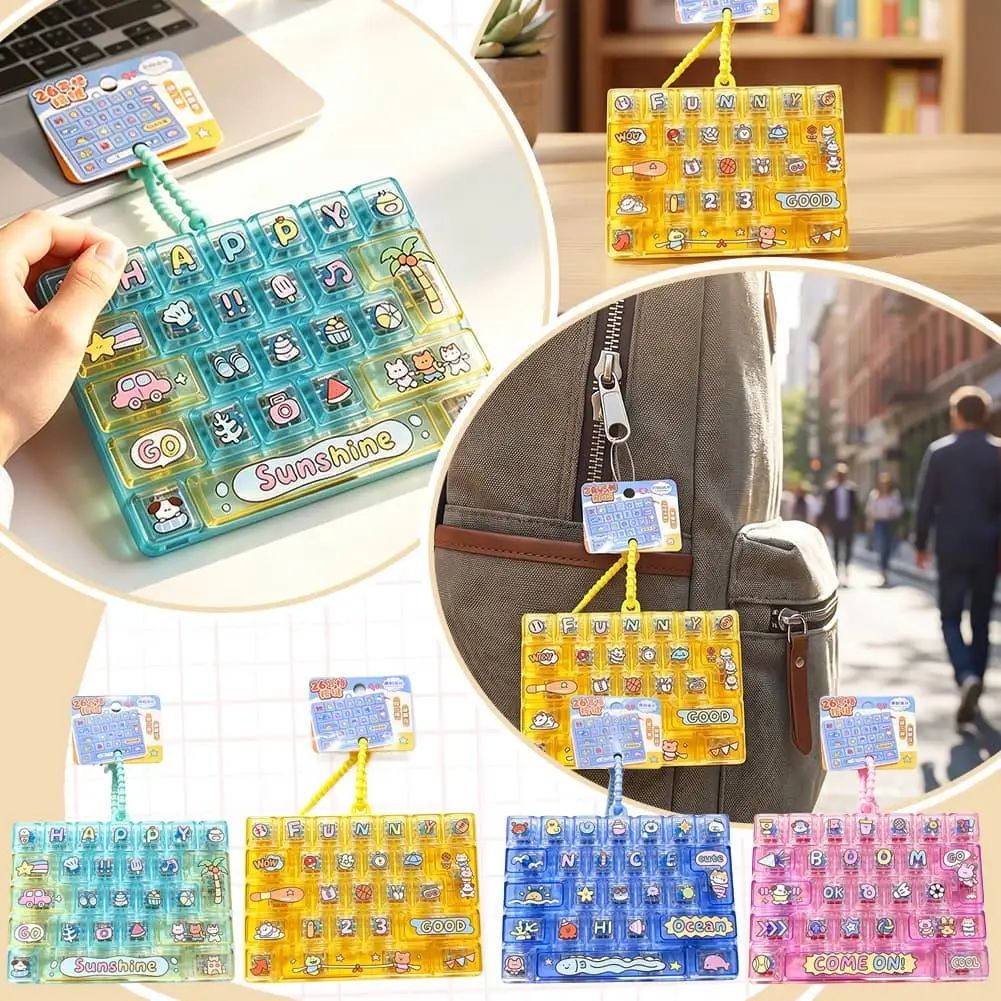 Cartoon Alphabet Keyboard Push Pop Toy Mini Bubble Fidget Sensory Toy Stress Relief Hand Game Keychain Ornament 열쇠고리 view 2