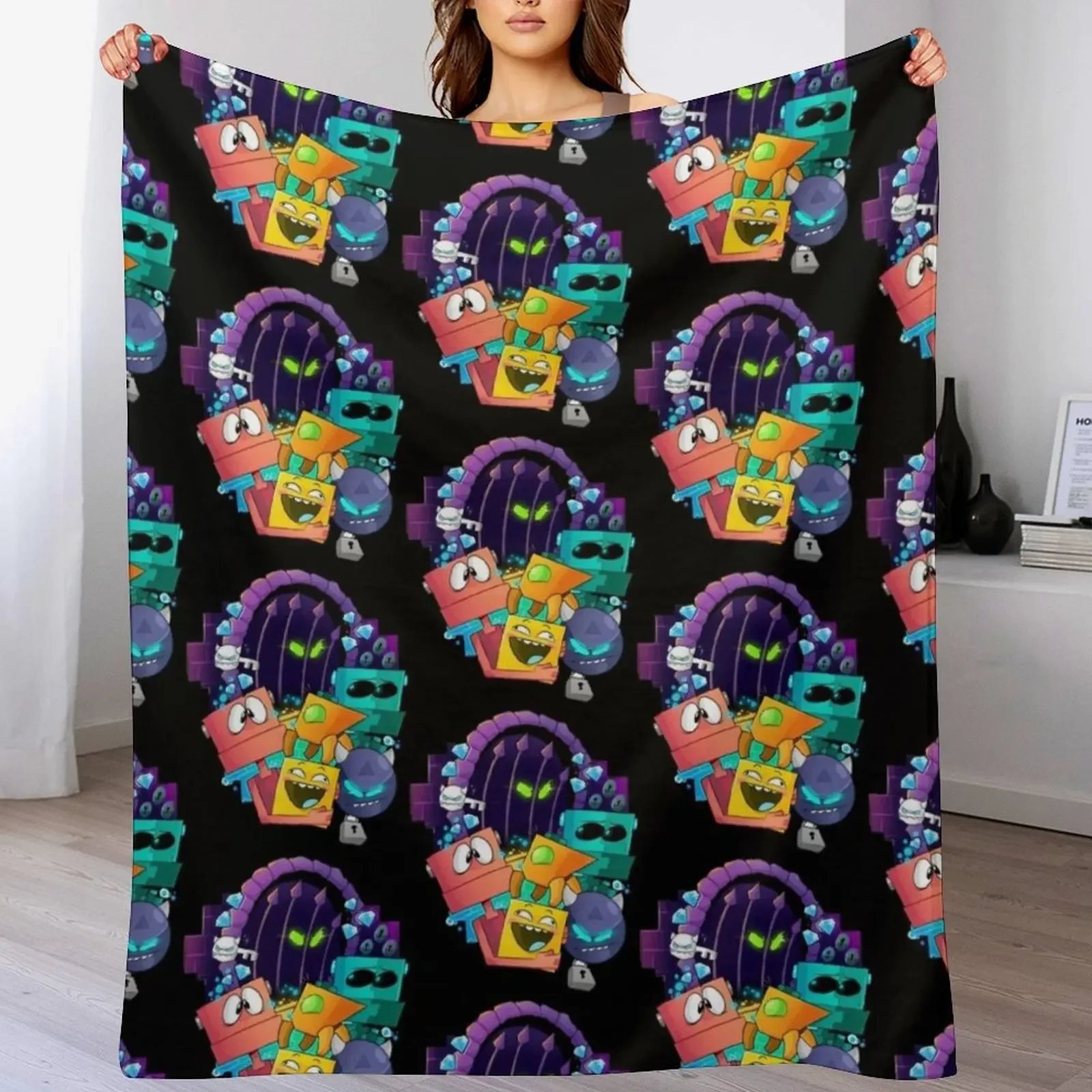 

Geometry Dash Throw Blanket Flannel Fleece Soft Warm Throw Blanket