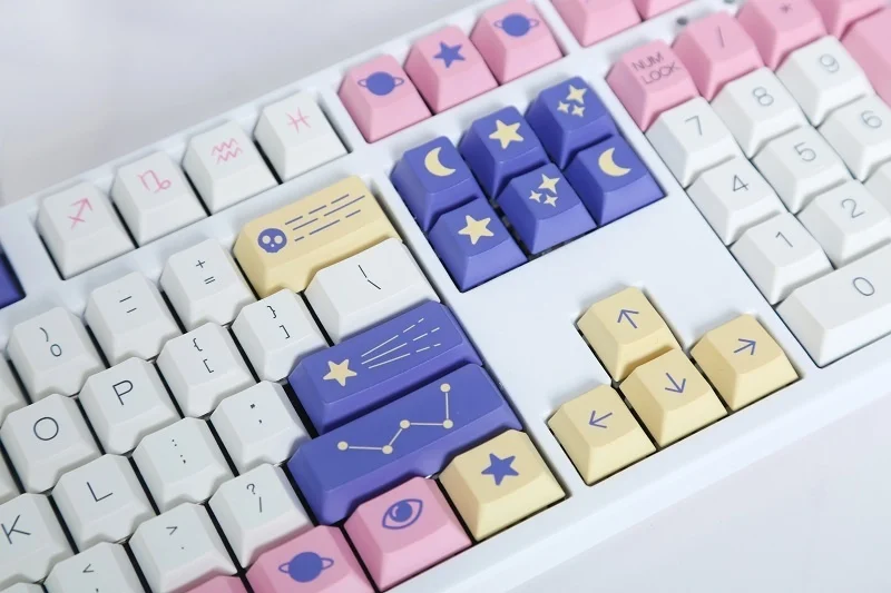 131 kunci/set astrolokeycap PBT Dye Subbed Keycap untuk Keychron 65% 75% Poker GH60 GK64 FL980 bukan SP topi kunci Cherry Profile