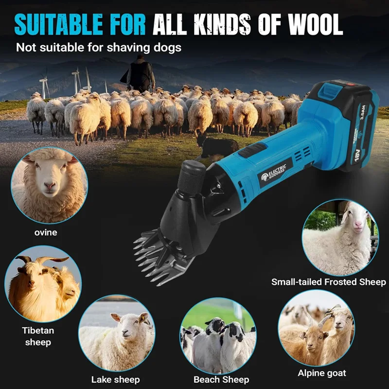 

Электрические аккумуляторные ножницы для овец Goddess, 300 Вт, электрические ножницы для шерсти, ножницы для козьего конского волоса, сельскохозяйственный электроинструмент для батареи Makita 18 В