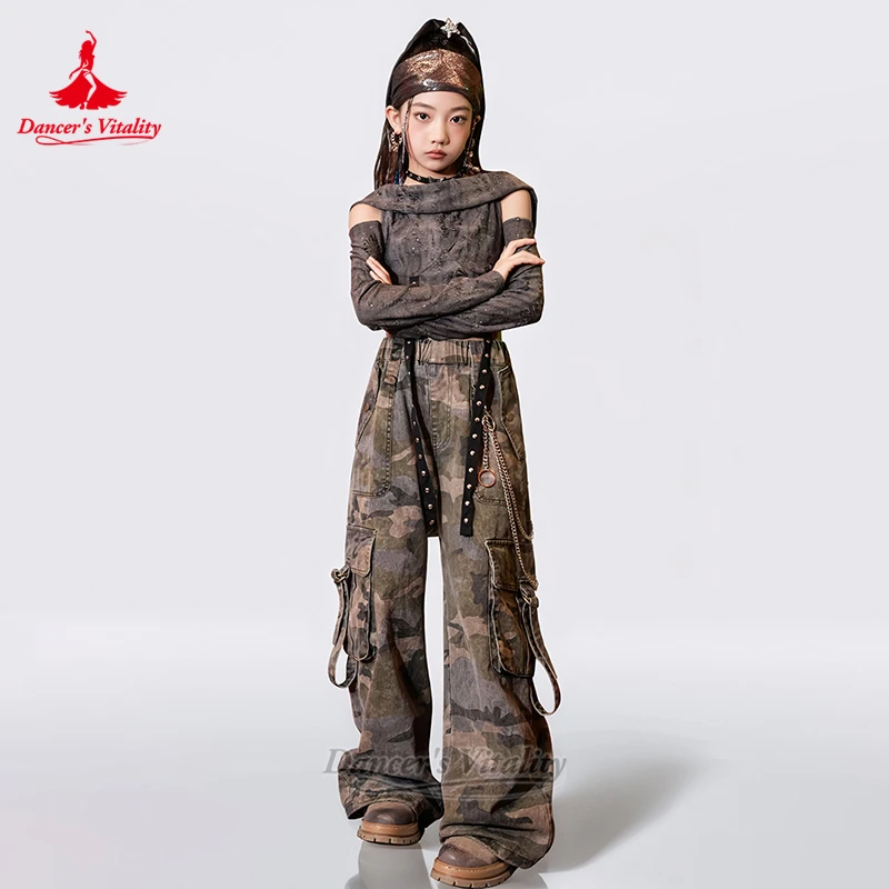 청소년 스트리트 댄스 트레이닝&퍼포먼스 2피스 세트 댄서의 활력 어린이 케이팝 재즈 그룹 연습복 소녀용