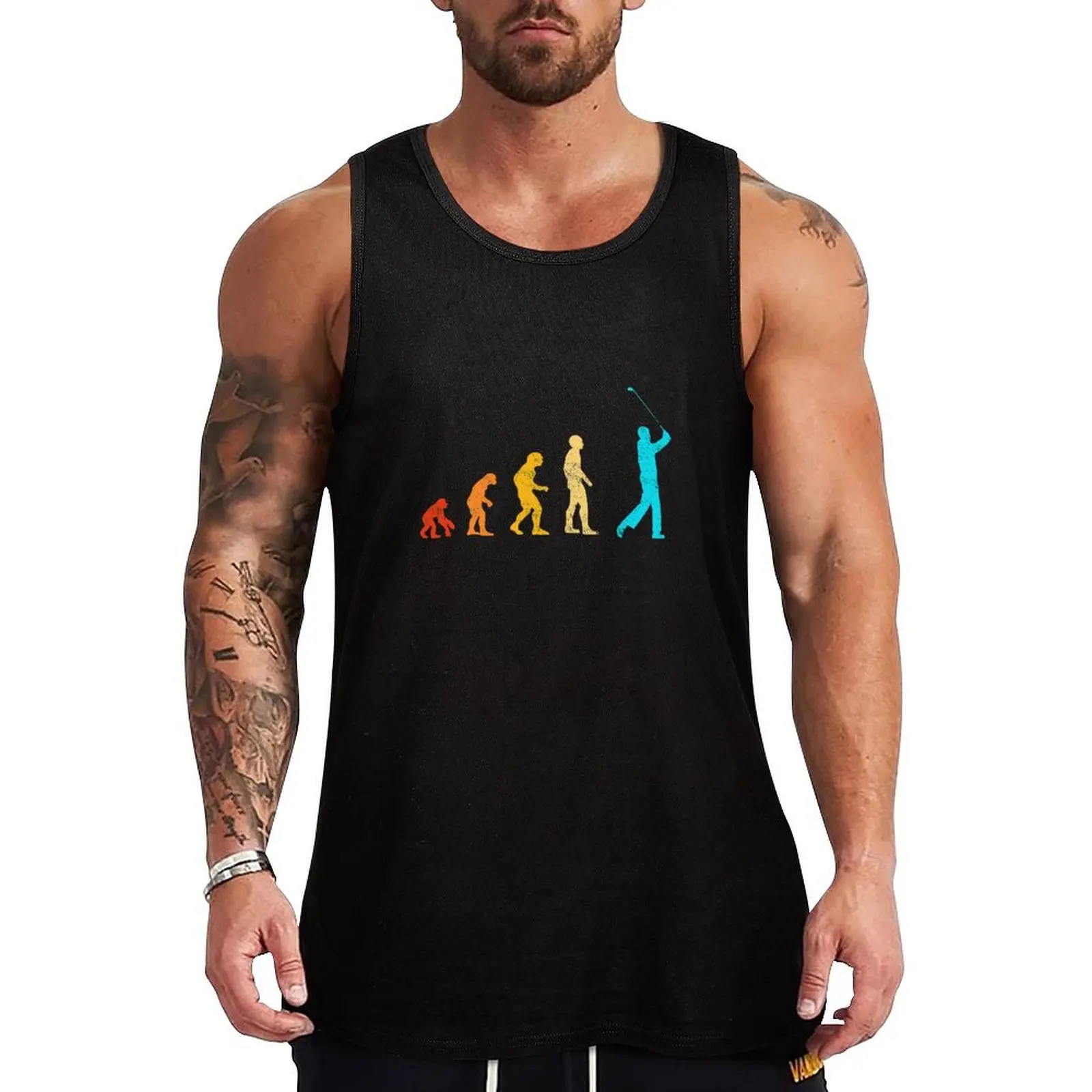 Retro Golf Evolution Tank Top Neutral Print Tank Top Simple Graphic Sleeveless Wear