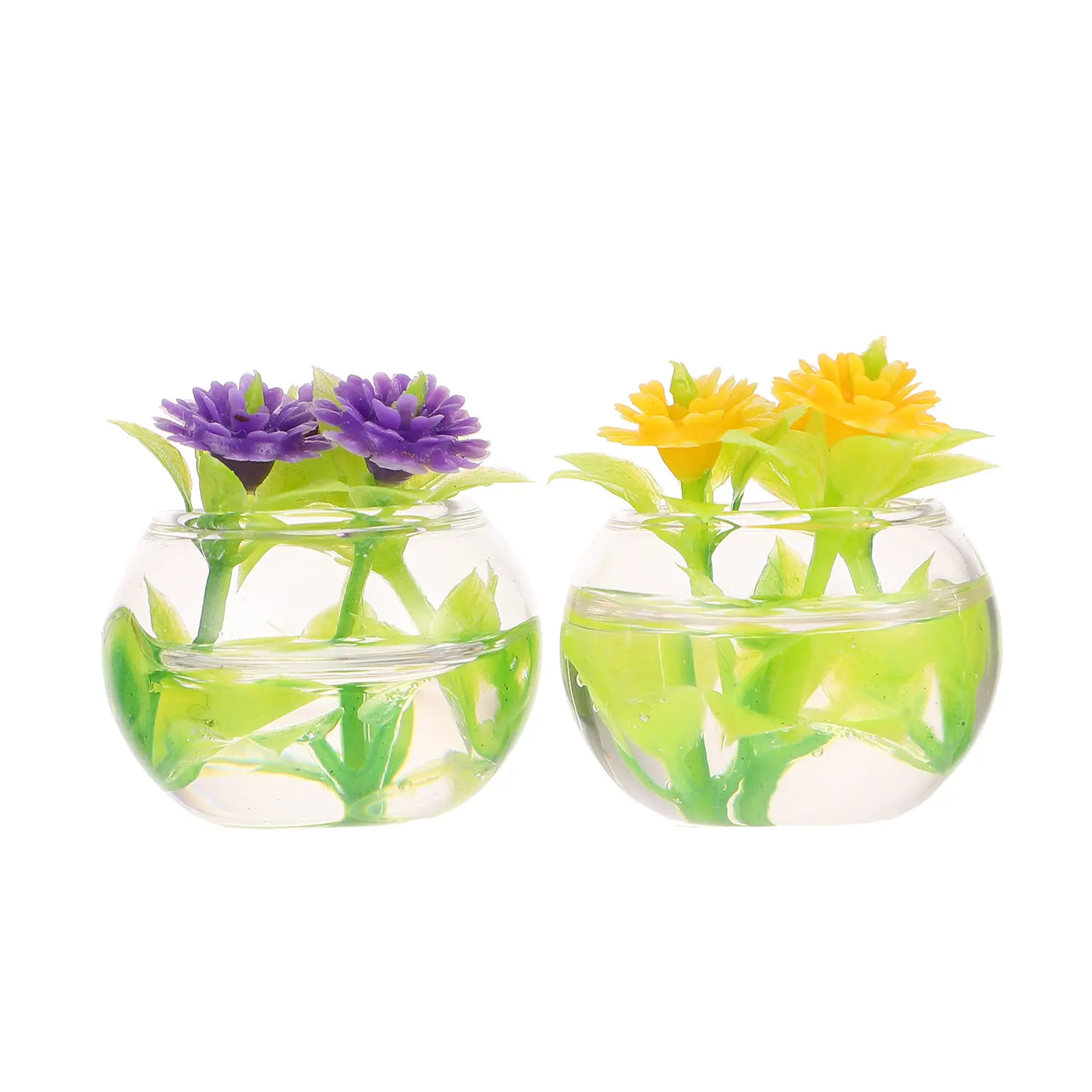 

2Pcs Mini Hydroponics Flower Pot Decor for Dollhouse Natural Warm Atmosphere Kids Hands-on Activity Educational Ornament