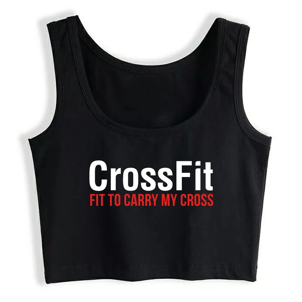 CrossFit Fit To Carry My Cross Christian Design Sexy Slim Fit Crop Top Women's Sports Fitness Training Tank Tops Cotton Camisole