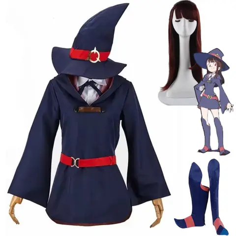 Anpassad valfri storlek Plusstorlek Anime Little Witch Academia Kagari Atsuko Akko Cosplay Kostym Peruk Skoluniform Kjol Skoskydd Hatt 10 best sales Lilla Häxakademins cosplay - №2