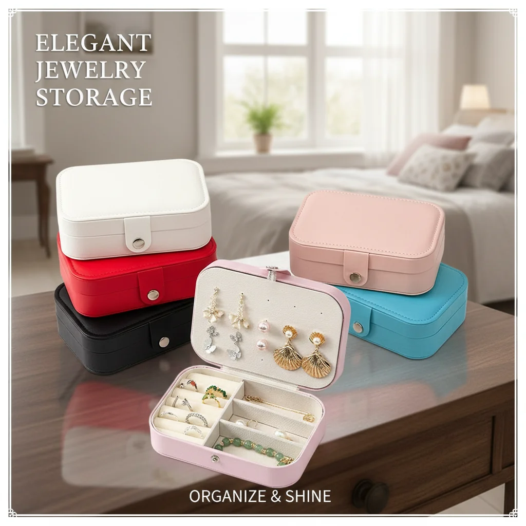 

Портативный мини-органайзер для украшений из искусственной кожи, футляр для колец, серег и ожерелий для путешествий и домашнего использования